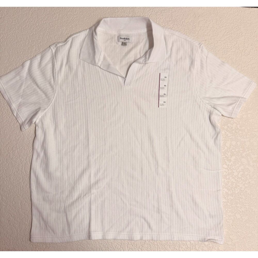 Goodfellow & Co Men’s Textured Johnny Collar Polo Shirt White XXL NWT